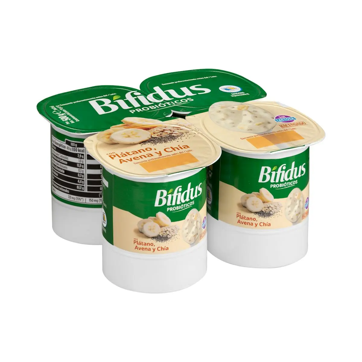 Bifidus mit Banane, Hafer und Chia, Probiotika Hacendado