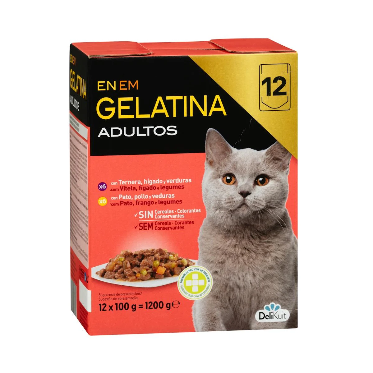 Adult cat meat bites in gelatin Delikuit