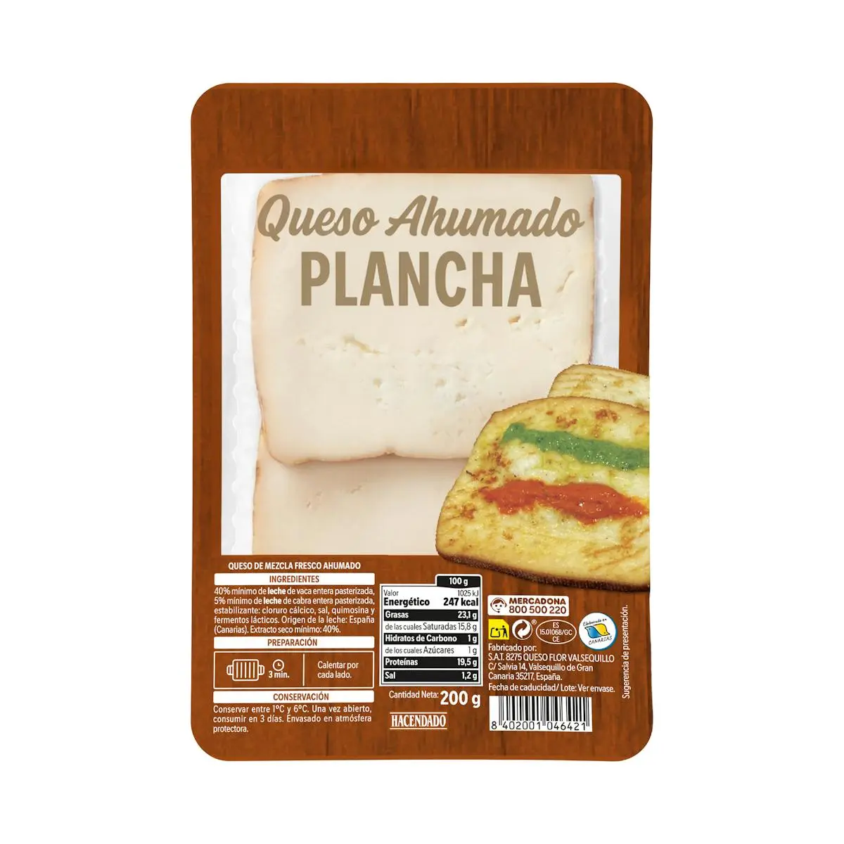 Fresh smoked cheese slices mix for grilling Hacendado