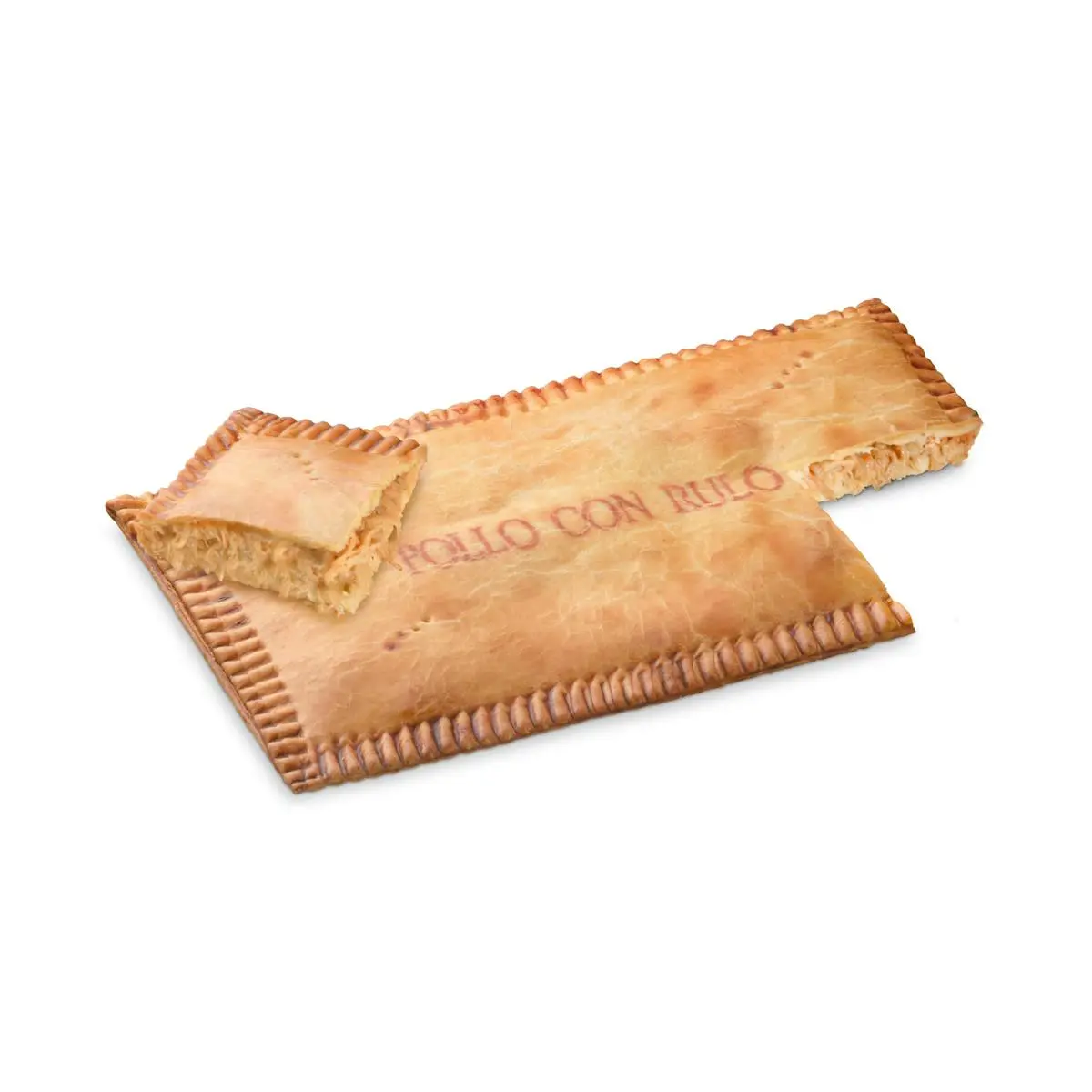 Empanada de pollo, queso de cabra y cebolla caramelizada