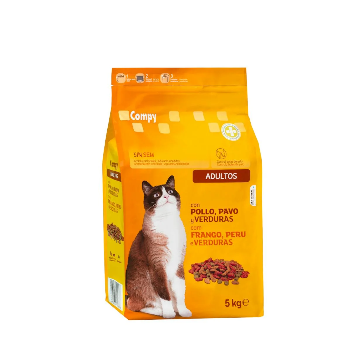 Futter mit Huhn, Pute und Gemüse für ausgewachsene Katzen Compy