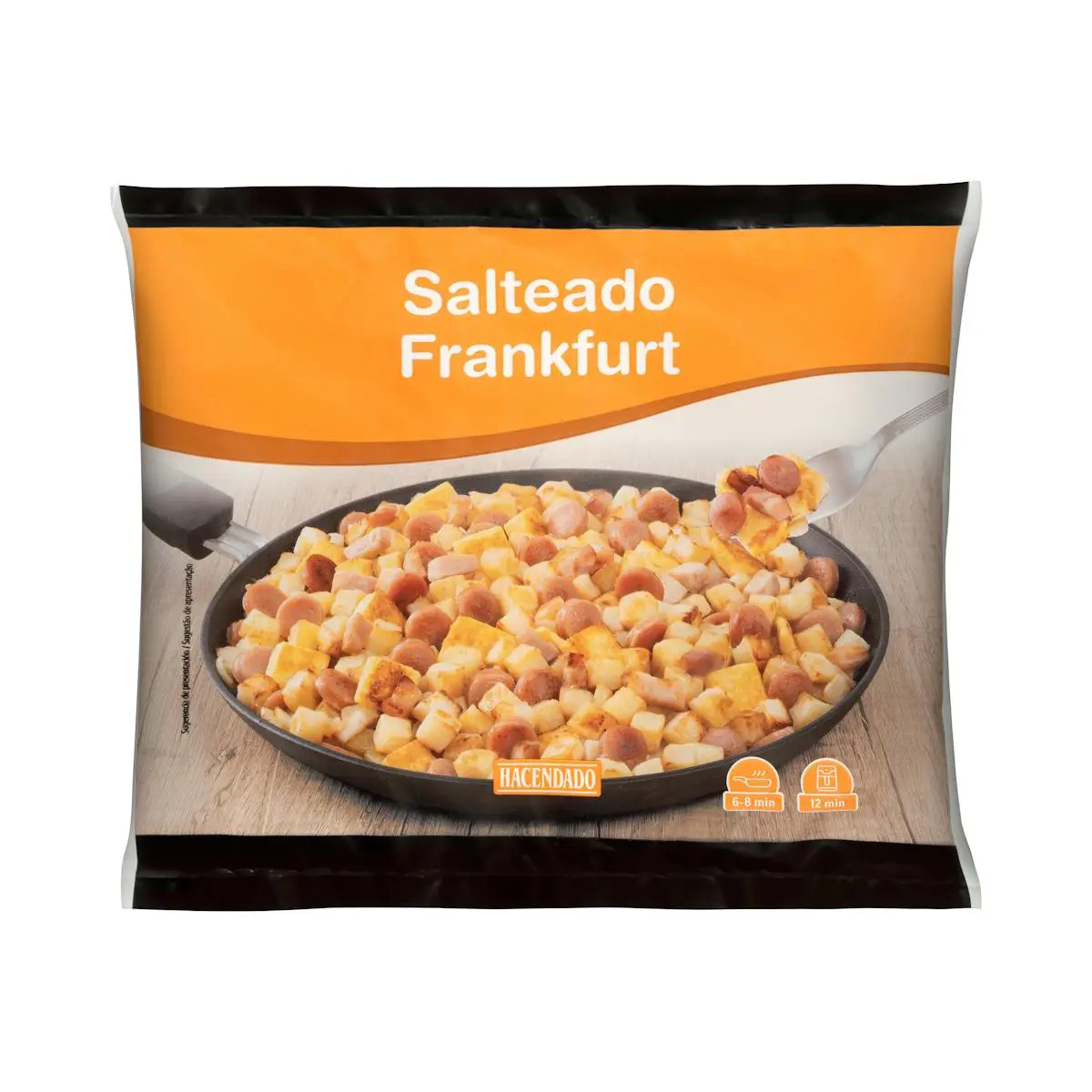 Patata i salsitxa saltades frankfurt Hacendado ultracongelat