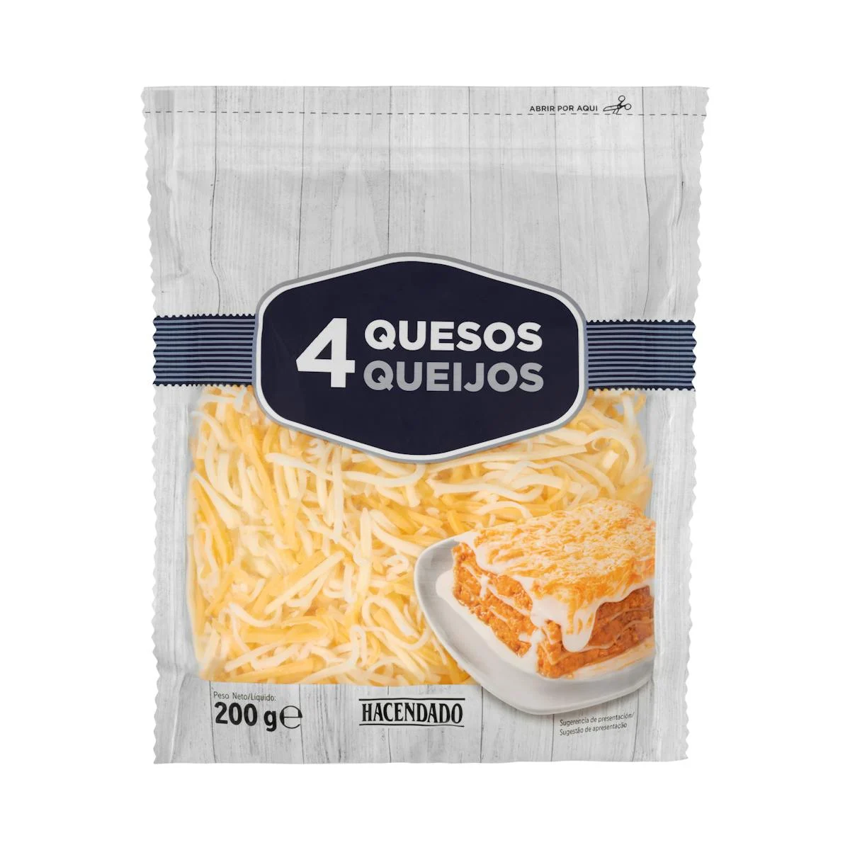 Queso rallado 4 quesos Hacendado