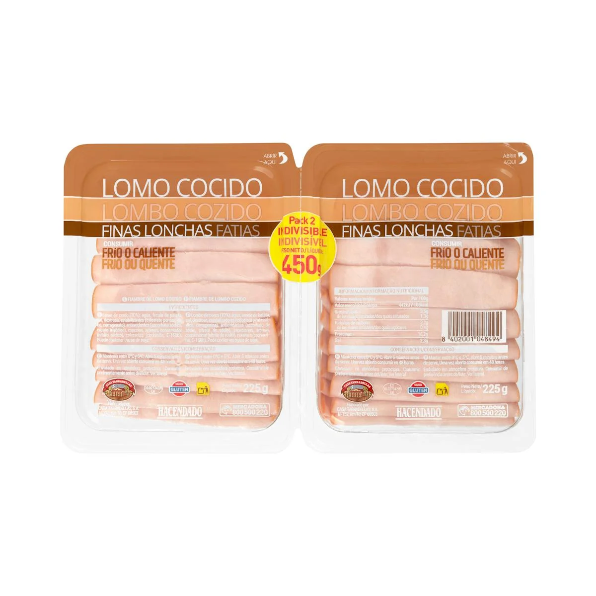 Thinly sliced cooked pork loin Hacendado