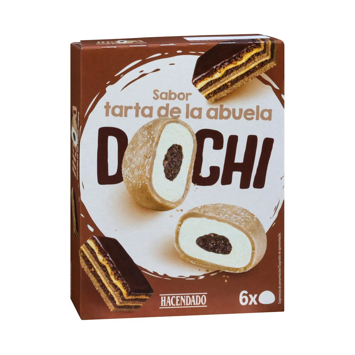 Dochi-Eis mit Großmutters-Kuchen-Geschmack und Haselnusssauce Hacendado