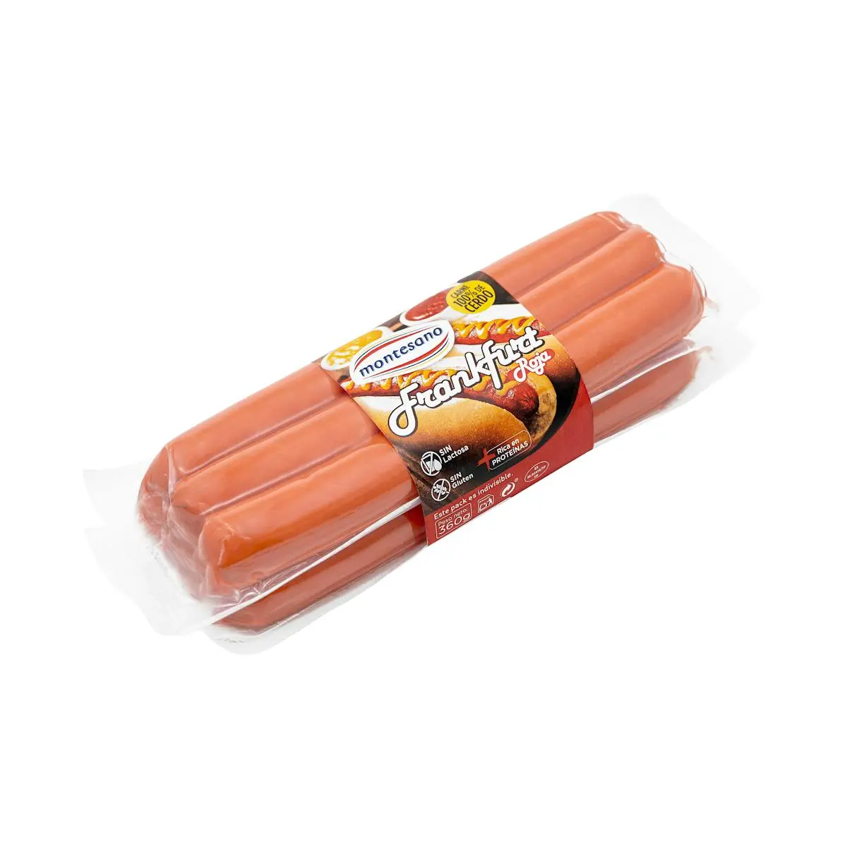 Cooked red Frankfurt sausages Montesano
