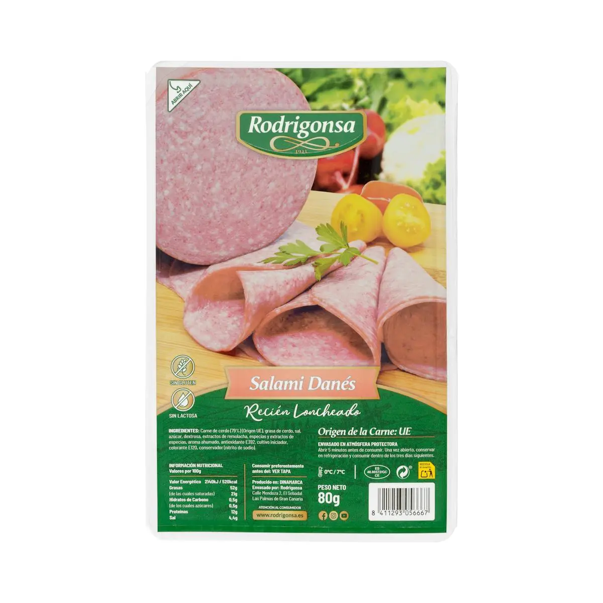 Sliced Danish salami