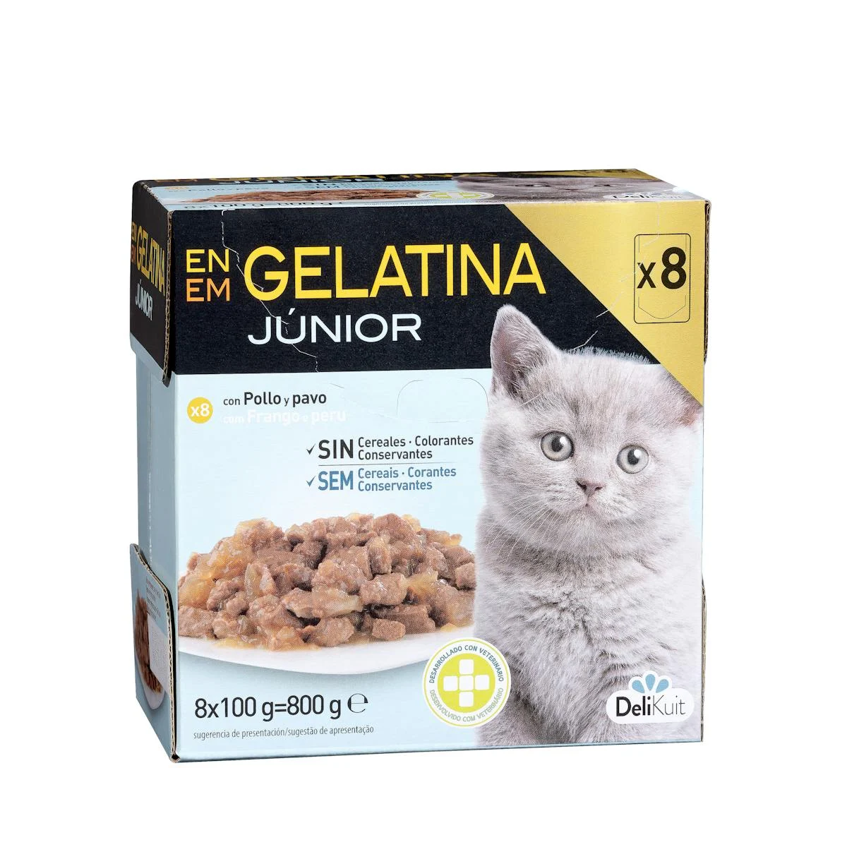 Bouchées de viande en gelée pour chatons Delikuit