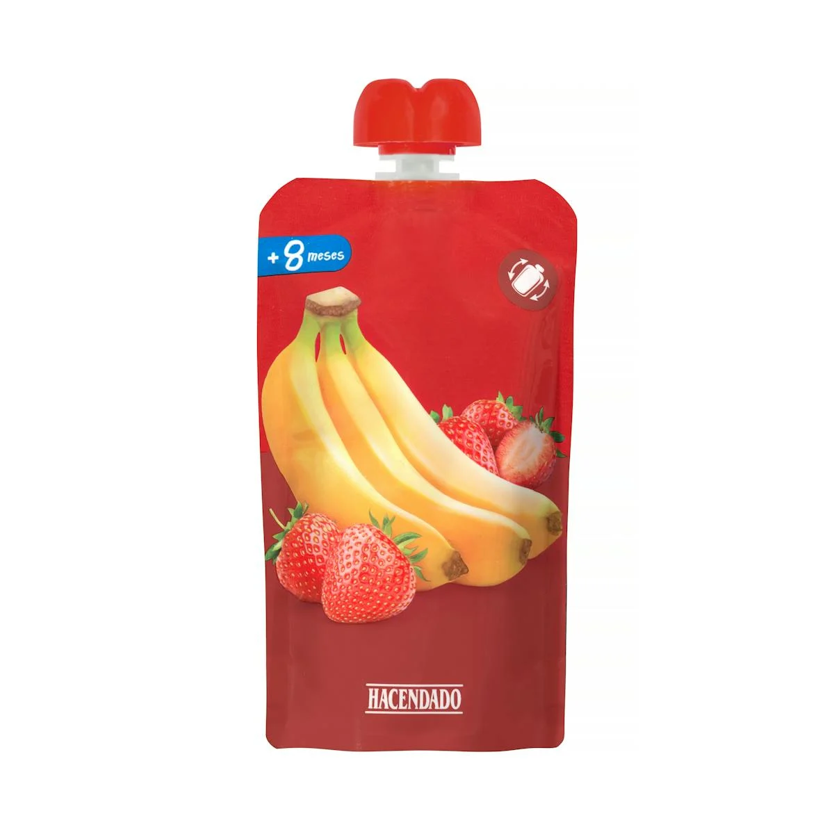 Bosseta puré maduixa i plàtan Hacendado +8 mesos