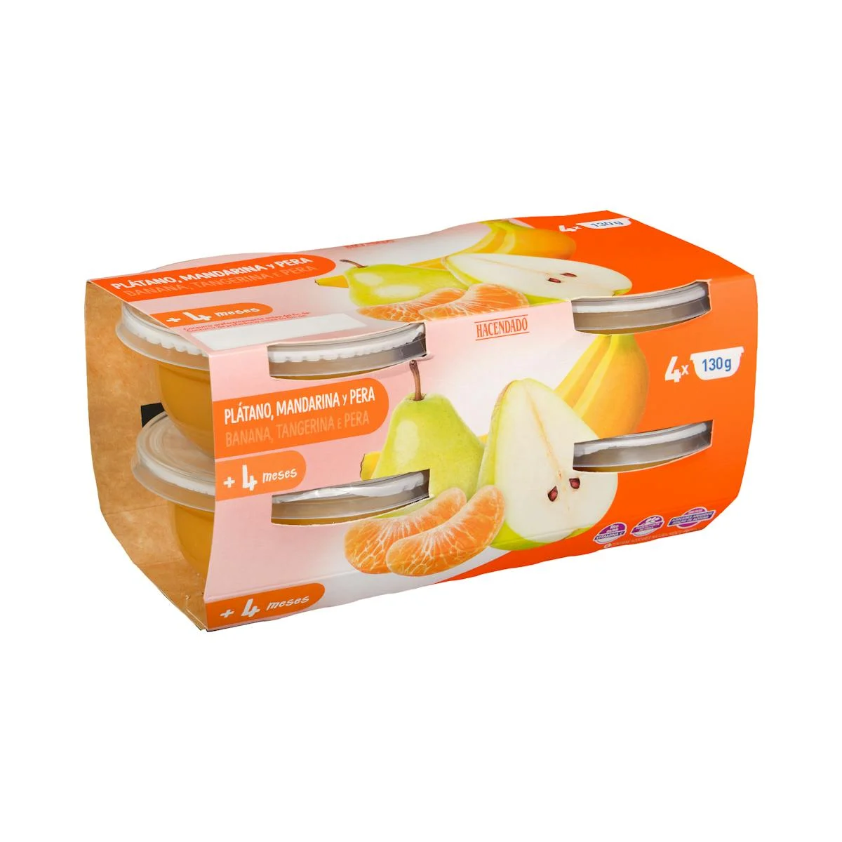 Farinetes plàtan, mandarina i pera Hacendado +4 mesos