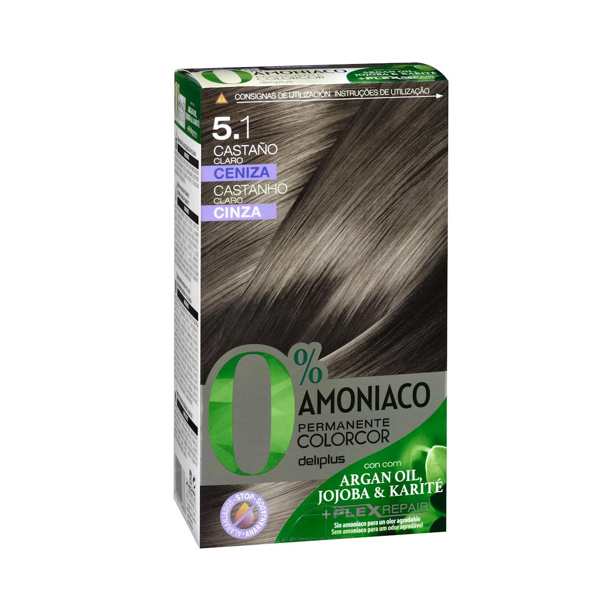 Coloració permanent 0% amoníac 5.1 castany clar cendra Colorcor