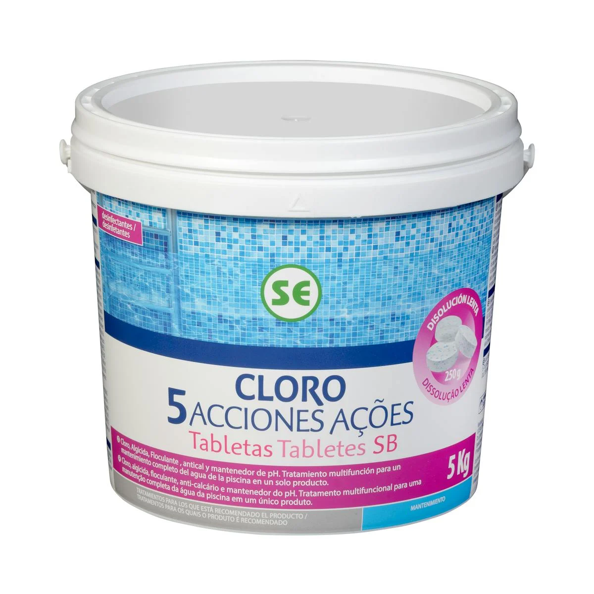 5-action chlorine slow dissolution tablets for swimming pool