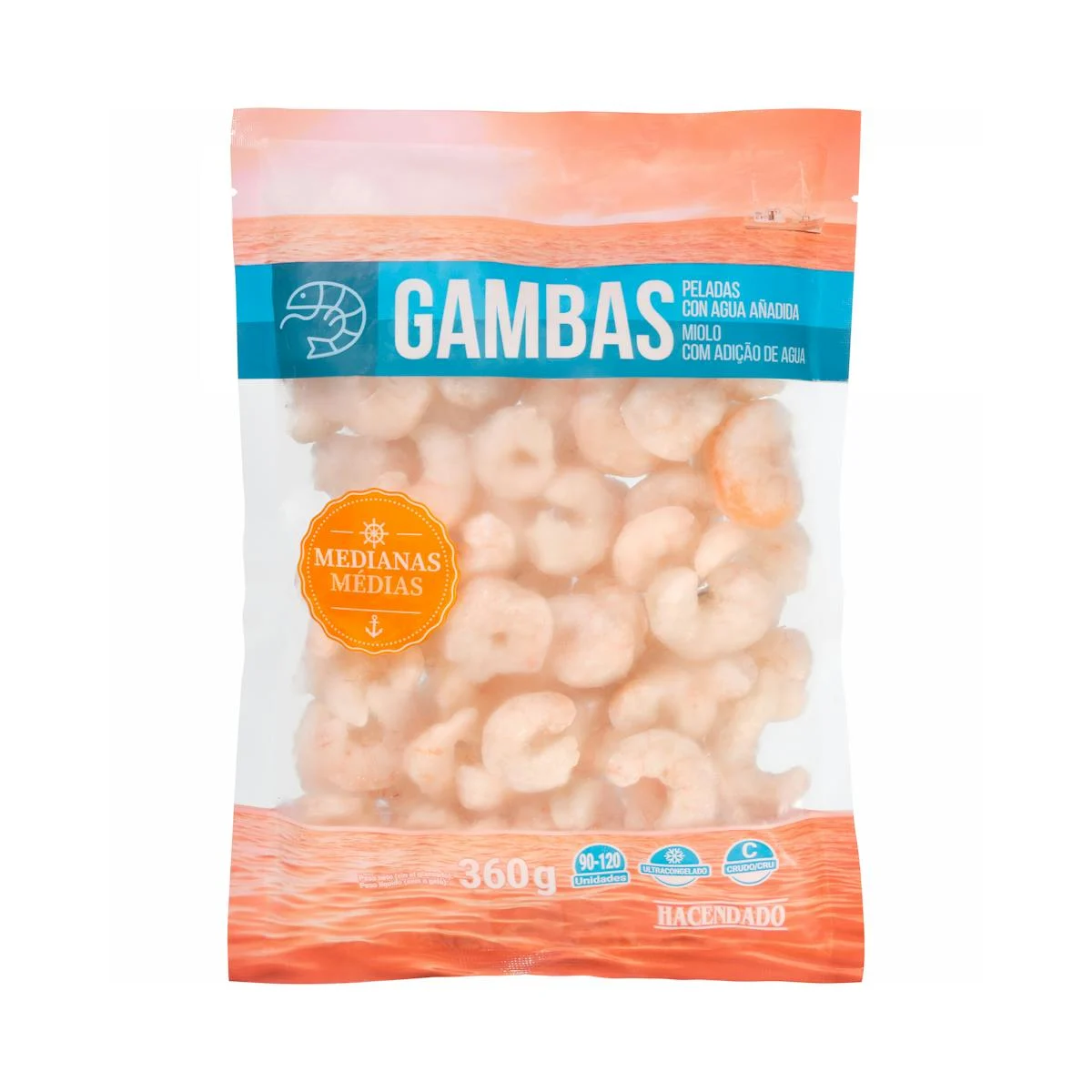 Deep frozen medium size shrimp Hacendado