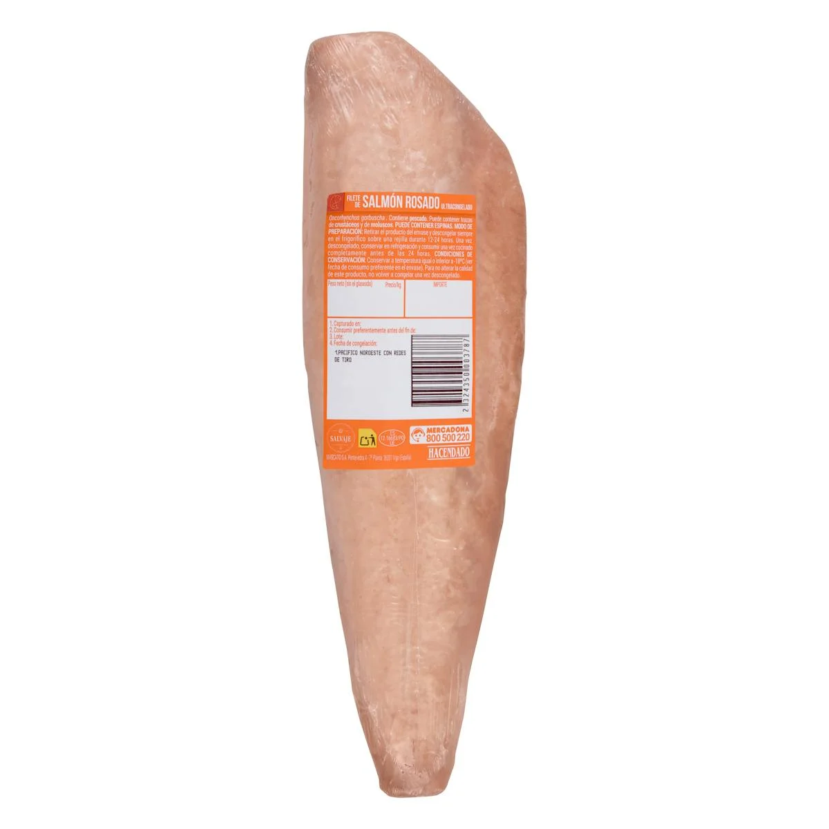 Filet de saumon rose sauvage avec peau Hacendado surgelé
