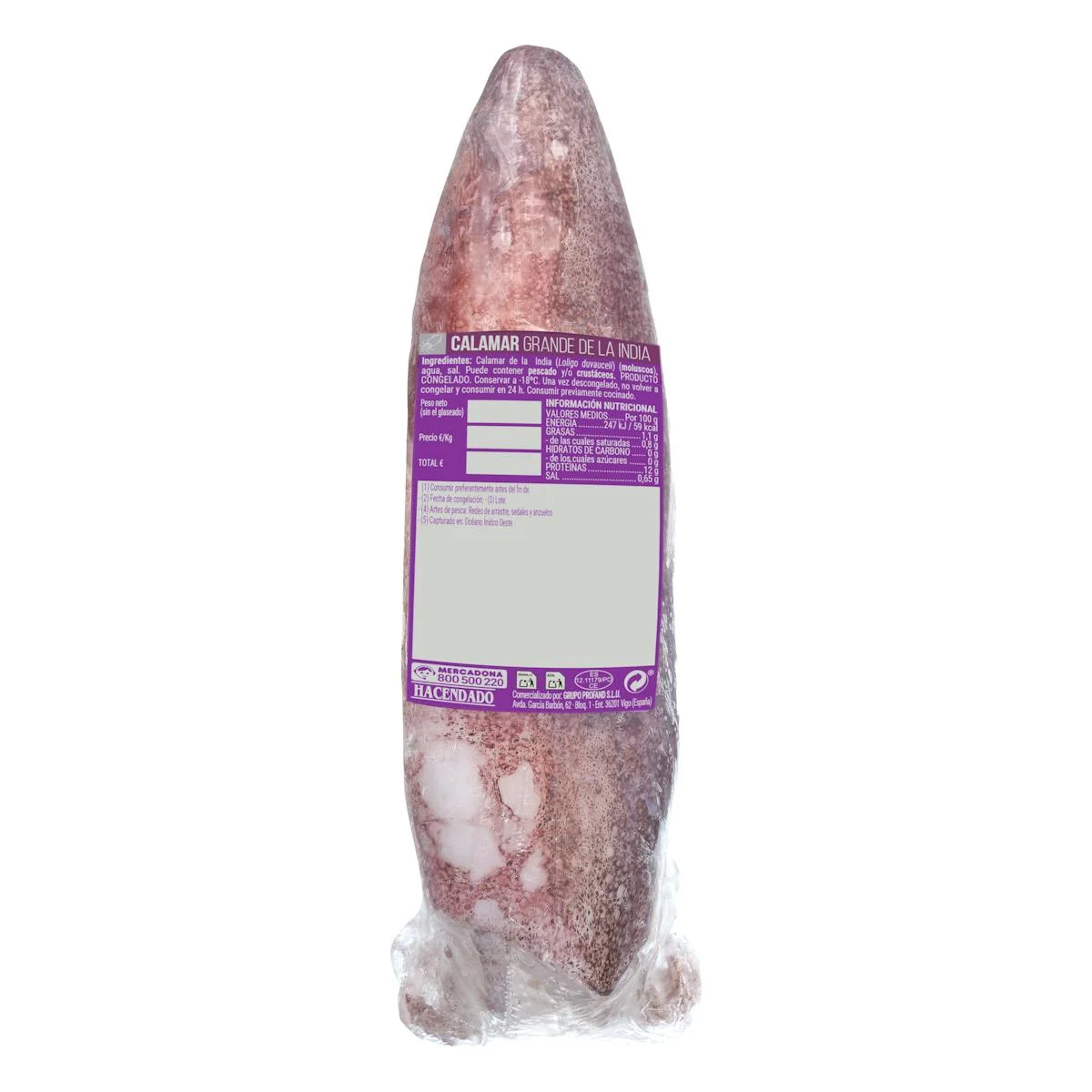Big squid frozen Hacendado
