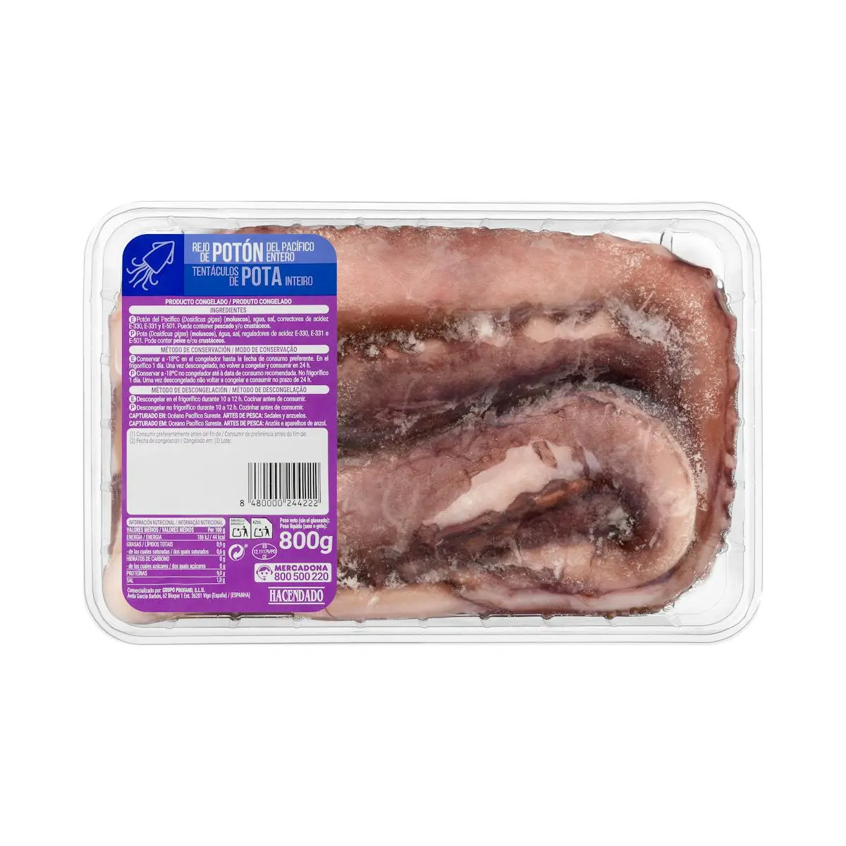 Frozen whole raw squid Tentacles