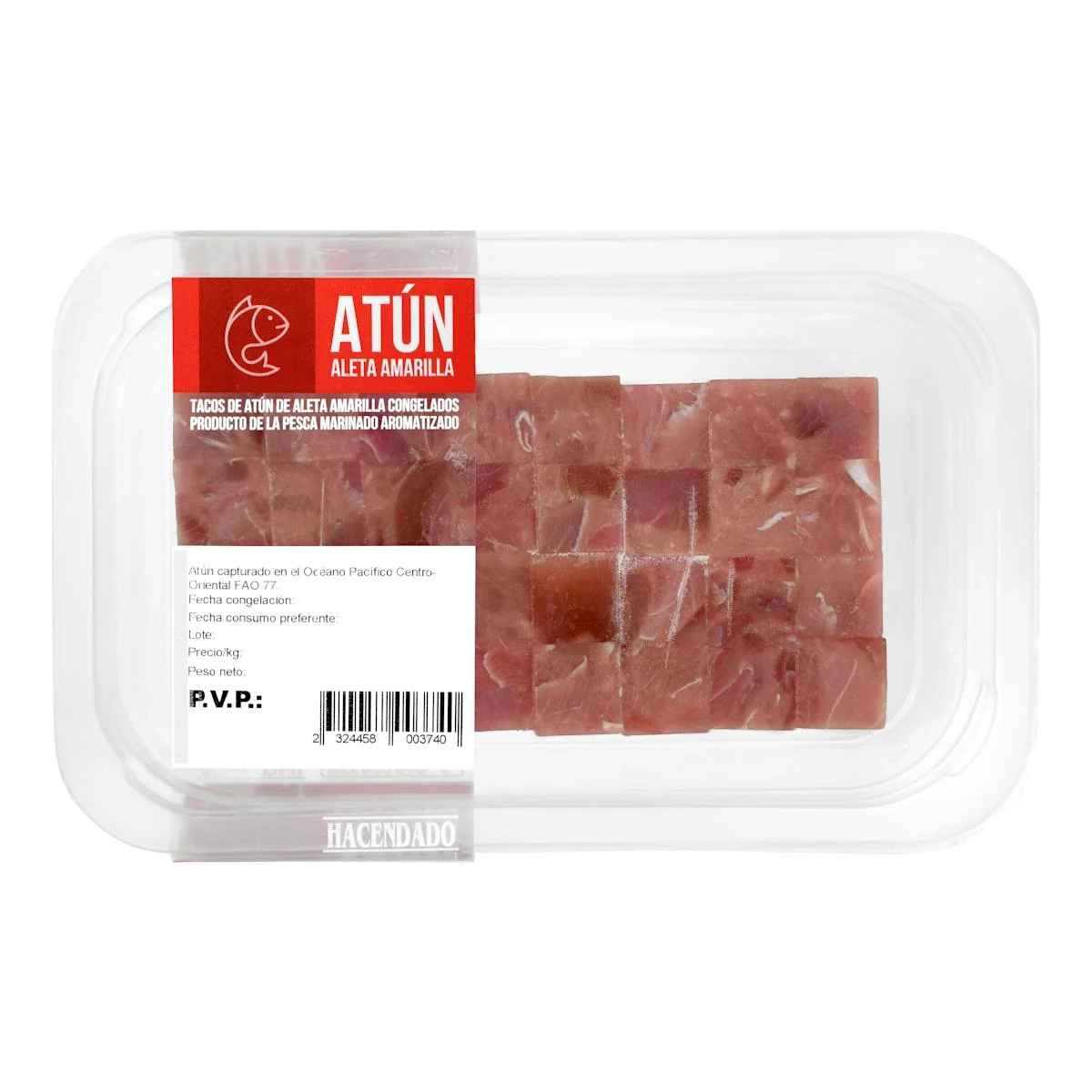 Frozen yellowfin tuna diced Hacendado
