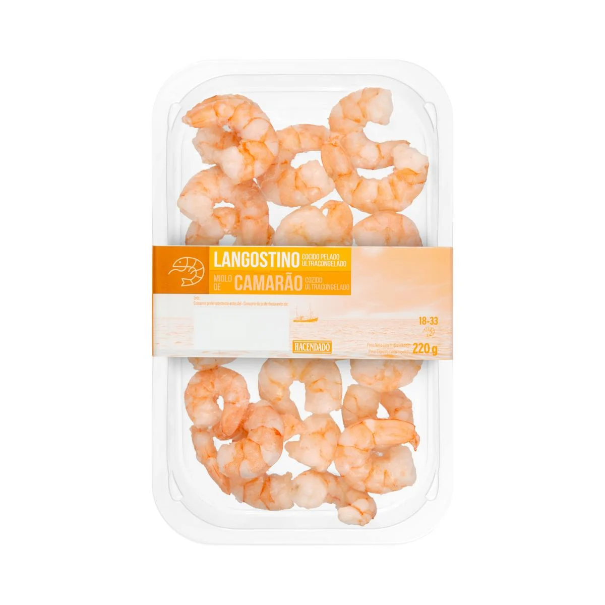 Crevettes cuites et décortiquées Hacendado surgelées