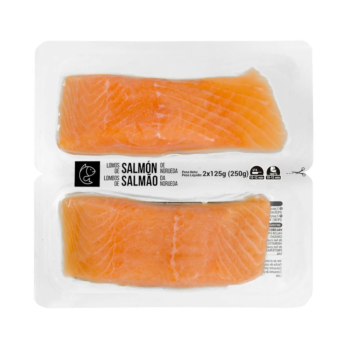 Salmon fillets without skin frozen Hacendado