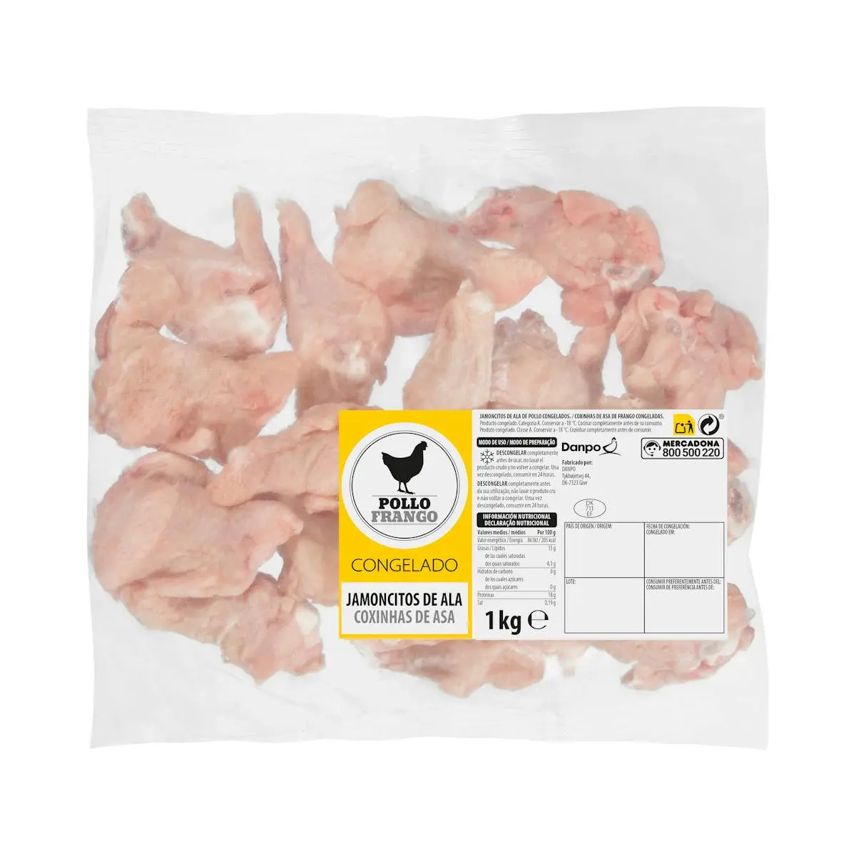 Jamoncitos de ala de pollo congelados