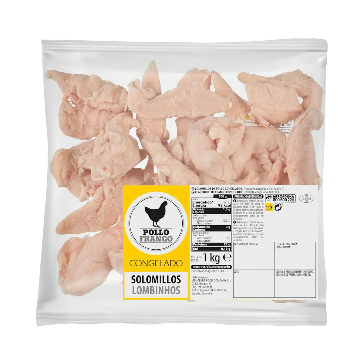 Gefrorene Hähnchenbrustfiletspitzen