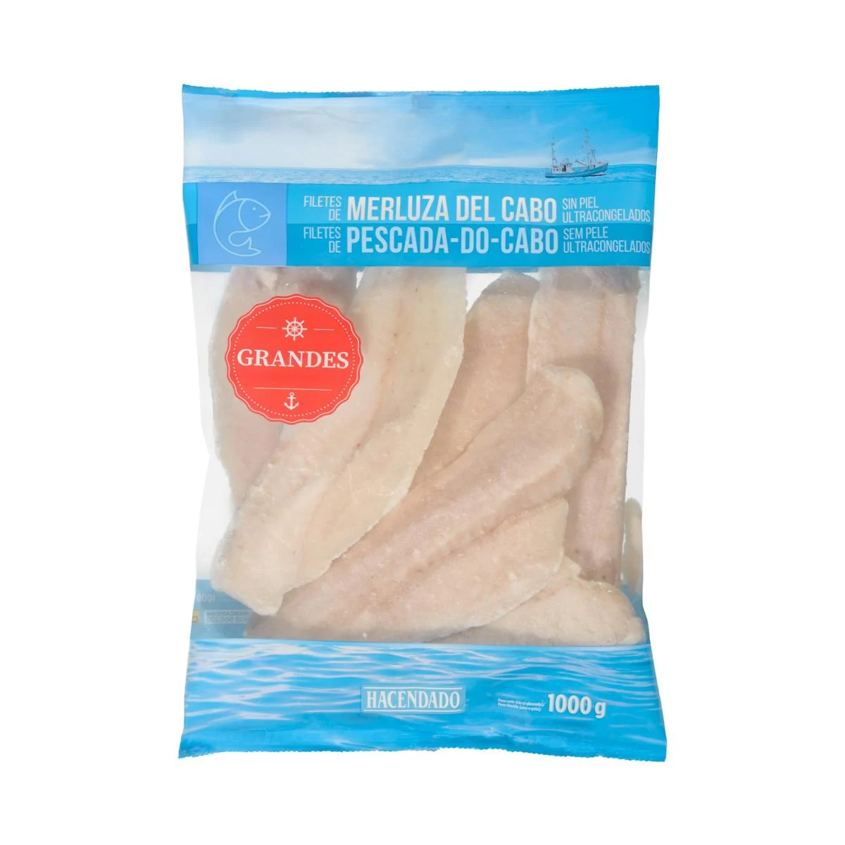 Grands filets de merlu du Cap sans peau Hacendado surgelés