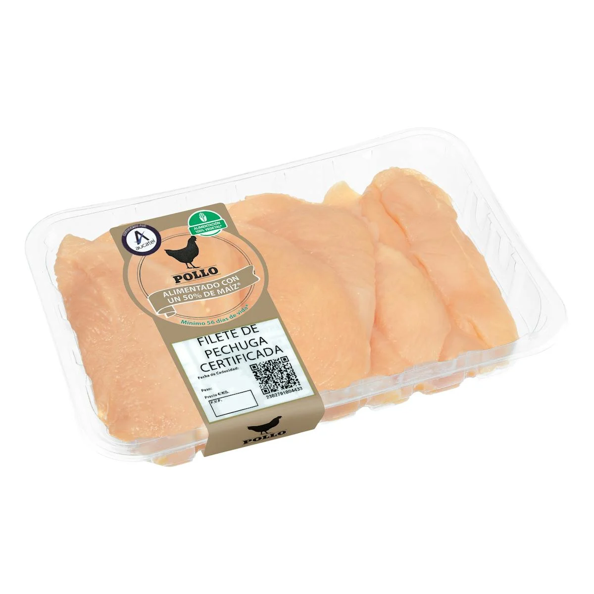 Certified chicken breasts fillets fed 50% corn