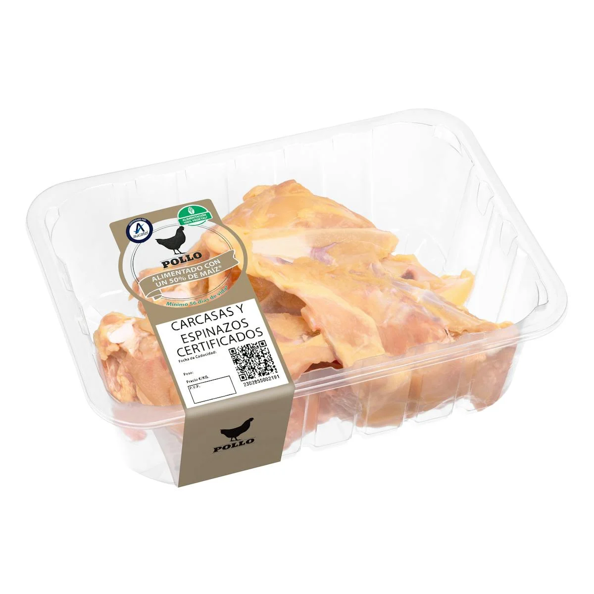 Certified chicken carcass fed 50% corn