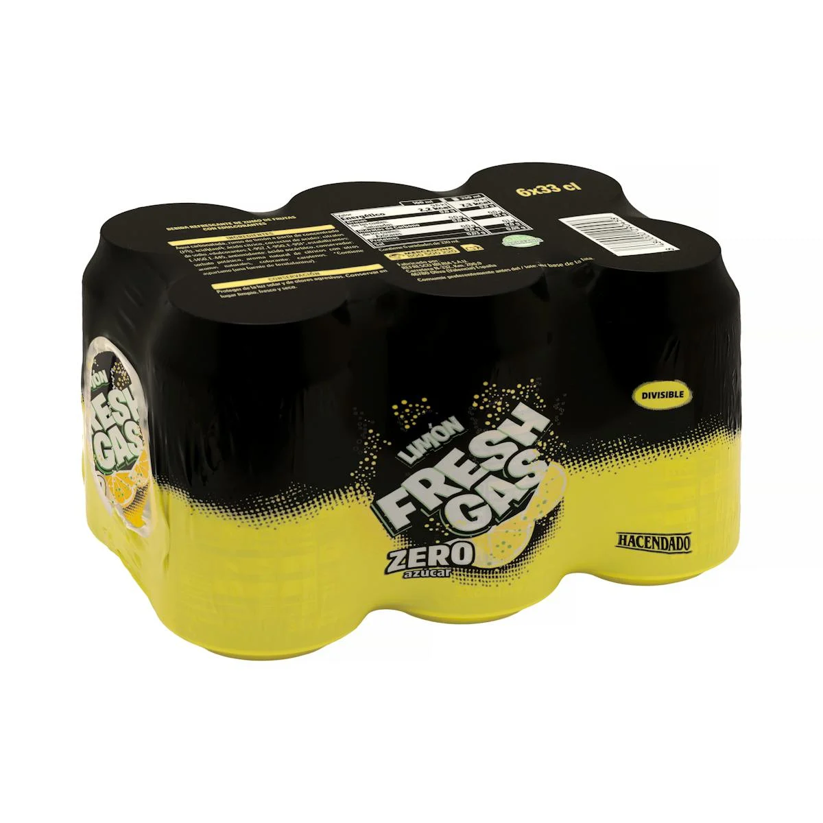 Zero sugar lemon soft drink Hacendado