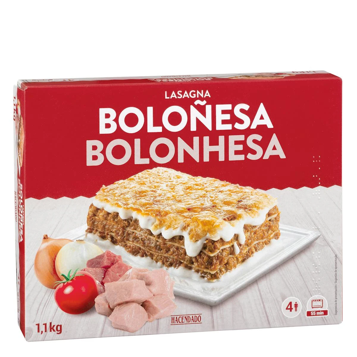 Deep-frozen family bolognese lasagne Hacendado