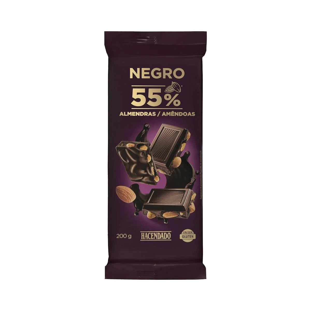 Xocolata negra 55% cacau Hacendado amb ametlles