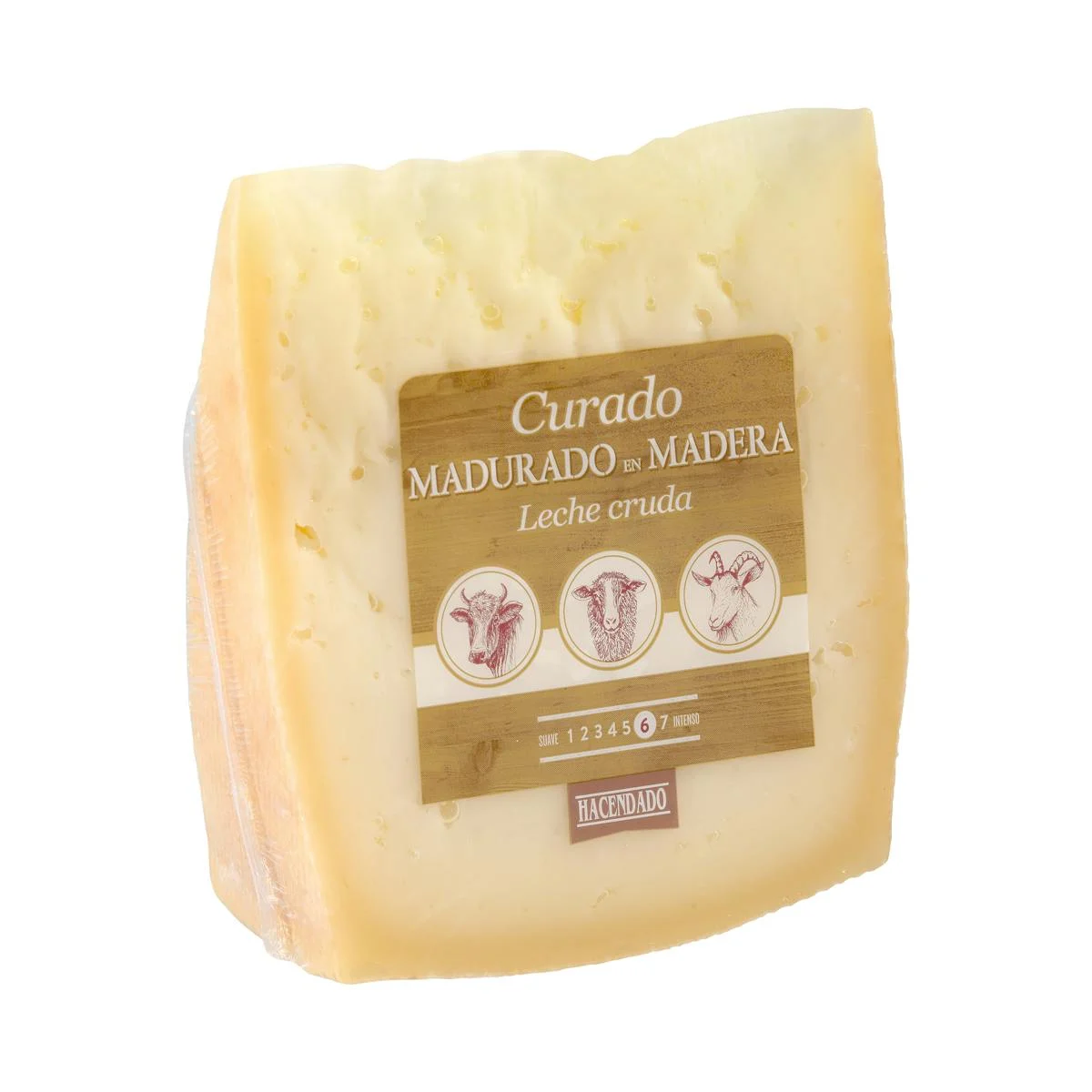Cured blended cheese matured in wood Hacendado