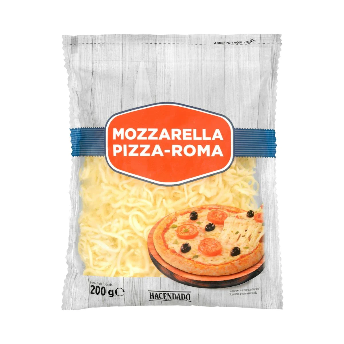 Mozzarella râpée au lait de vache pour pizza Pizza-Roma Hacendado