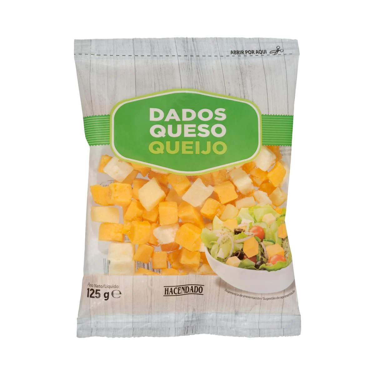 Formatge curat i cheddar Hacendado a daus