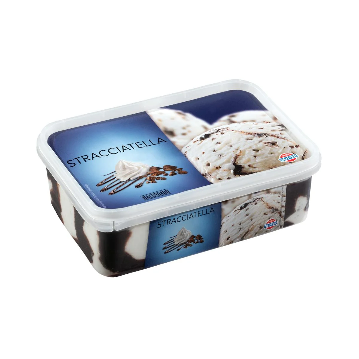 Stracciatella ice cream with chocolate syrup Hacendado