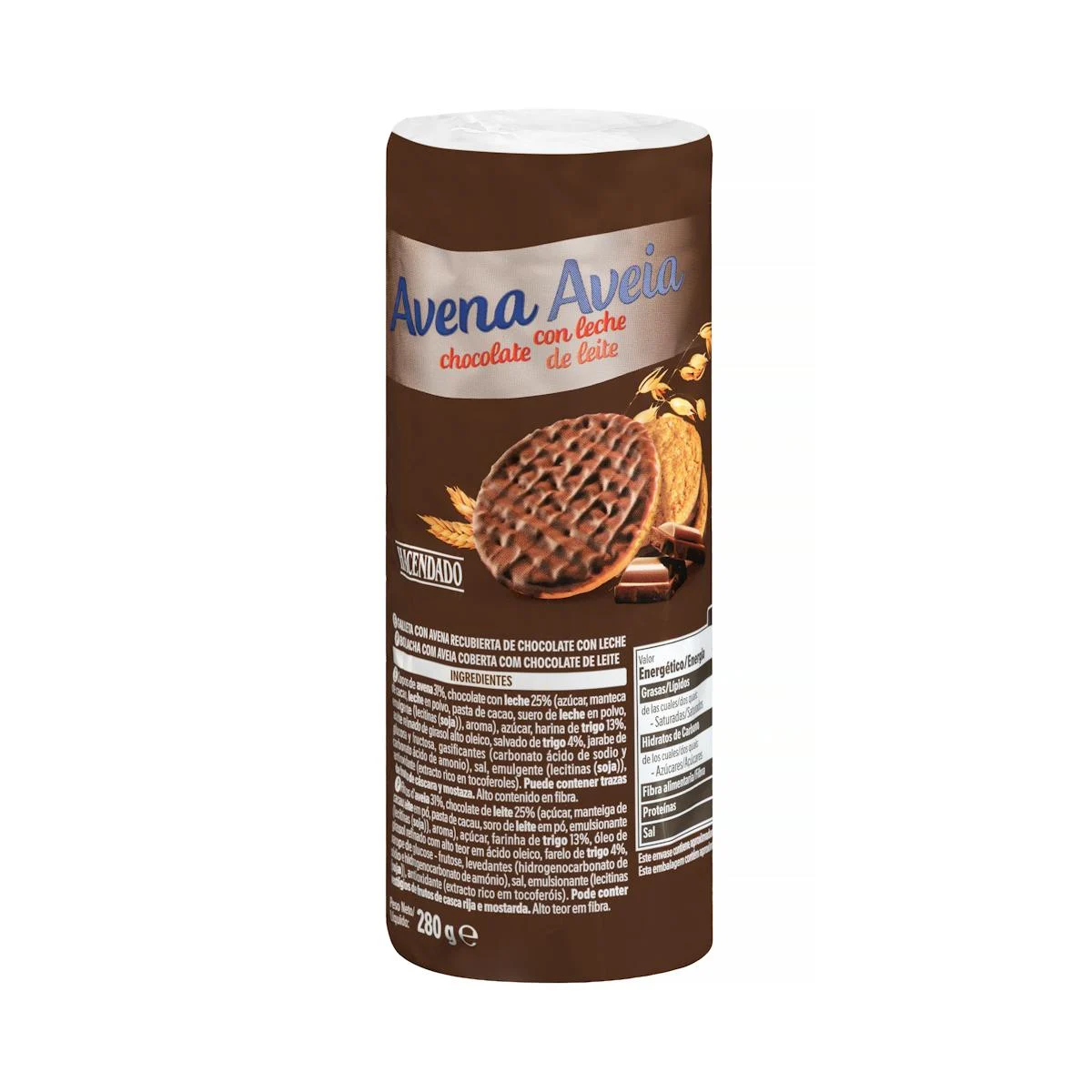 Galletas Digestive avena chocolate con leche Hacendado