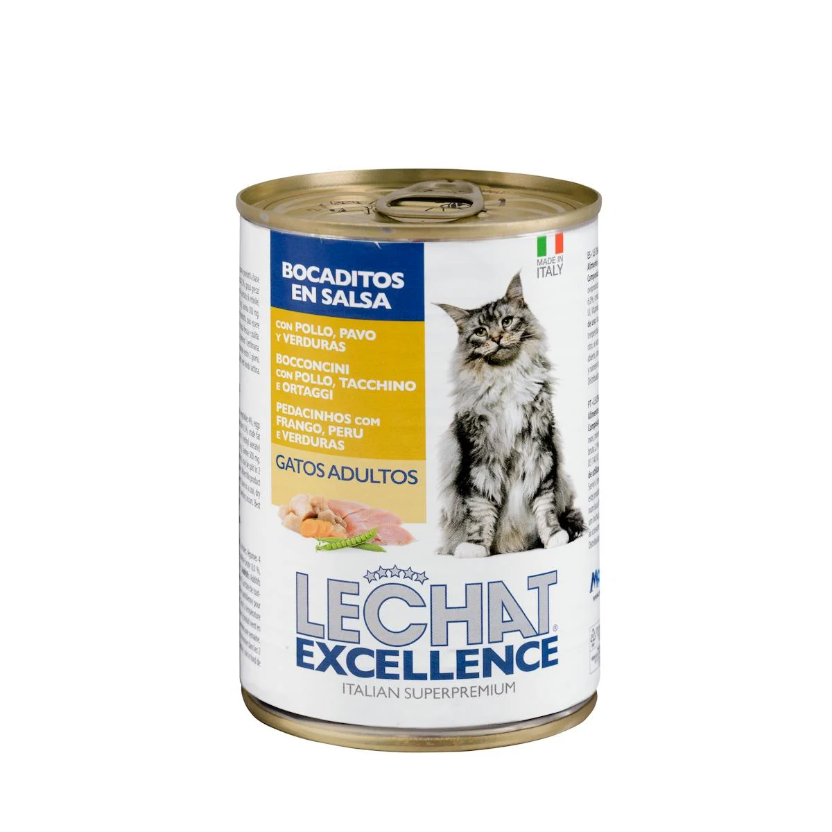 Mossets amb pollastre, gall dindi i verdures en salsa gat adult Lechat Excellence