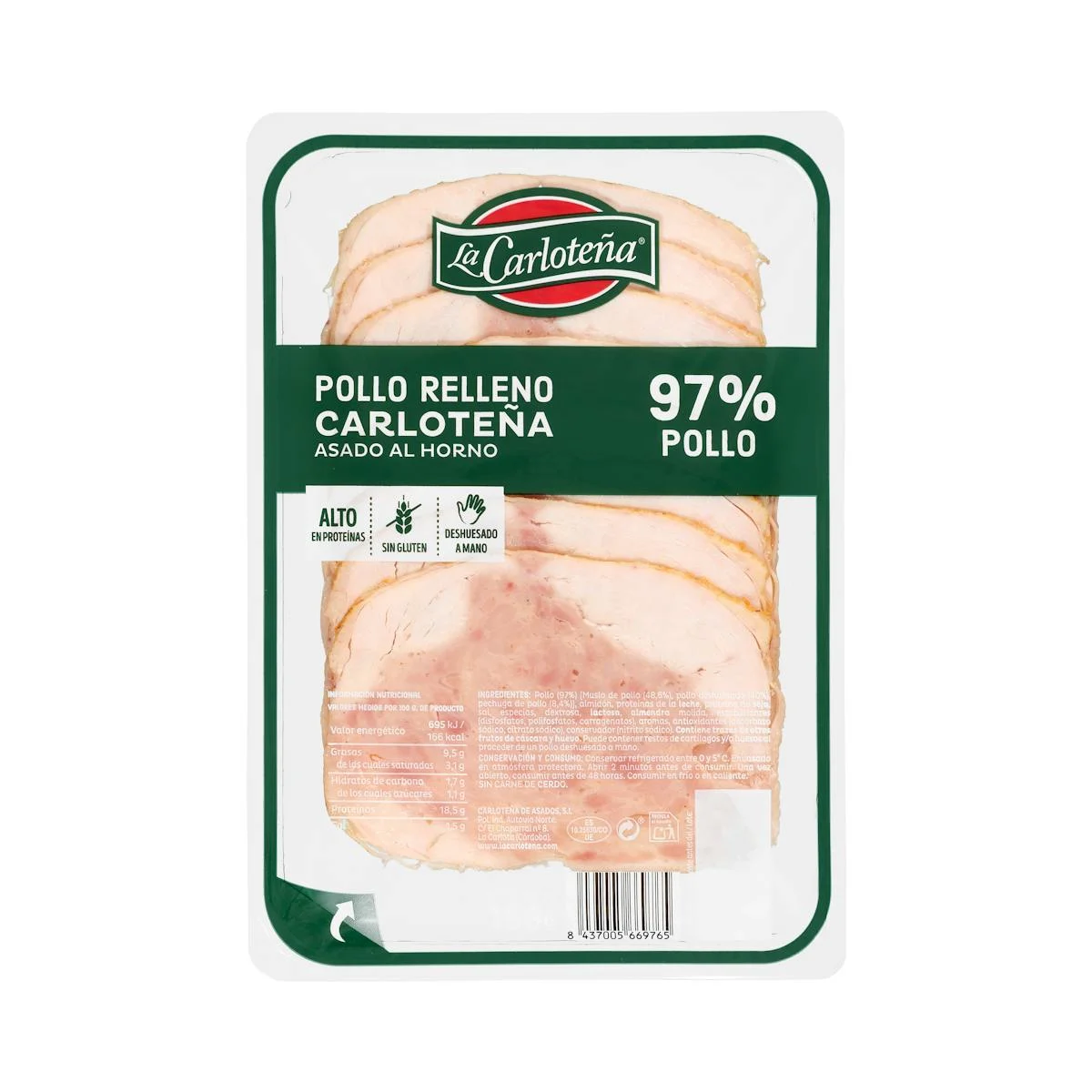 Chicken 97% stuffed oven roasted slices La Carloteña