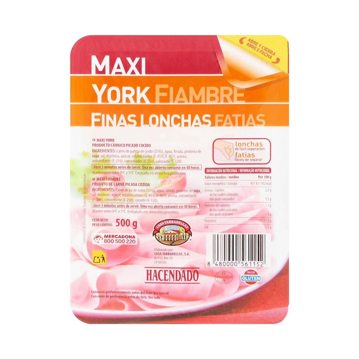 Thinly dliced maxi york ham Hacendado