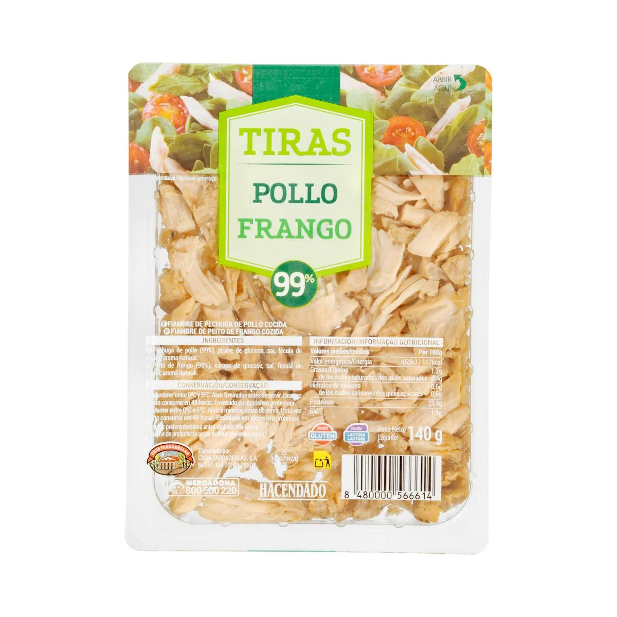 Natural chicken breast 99% strips Hacendado
