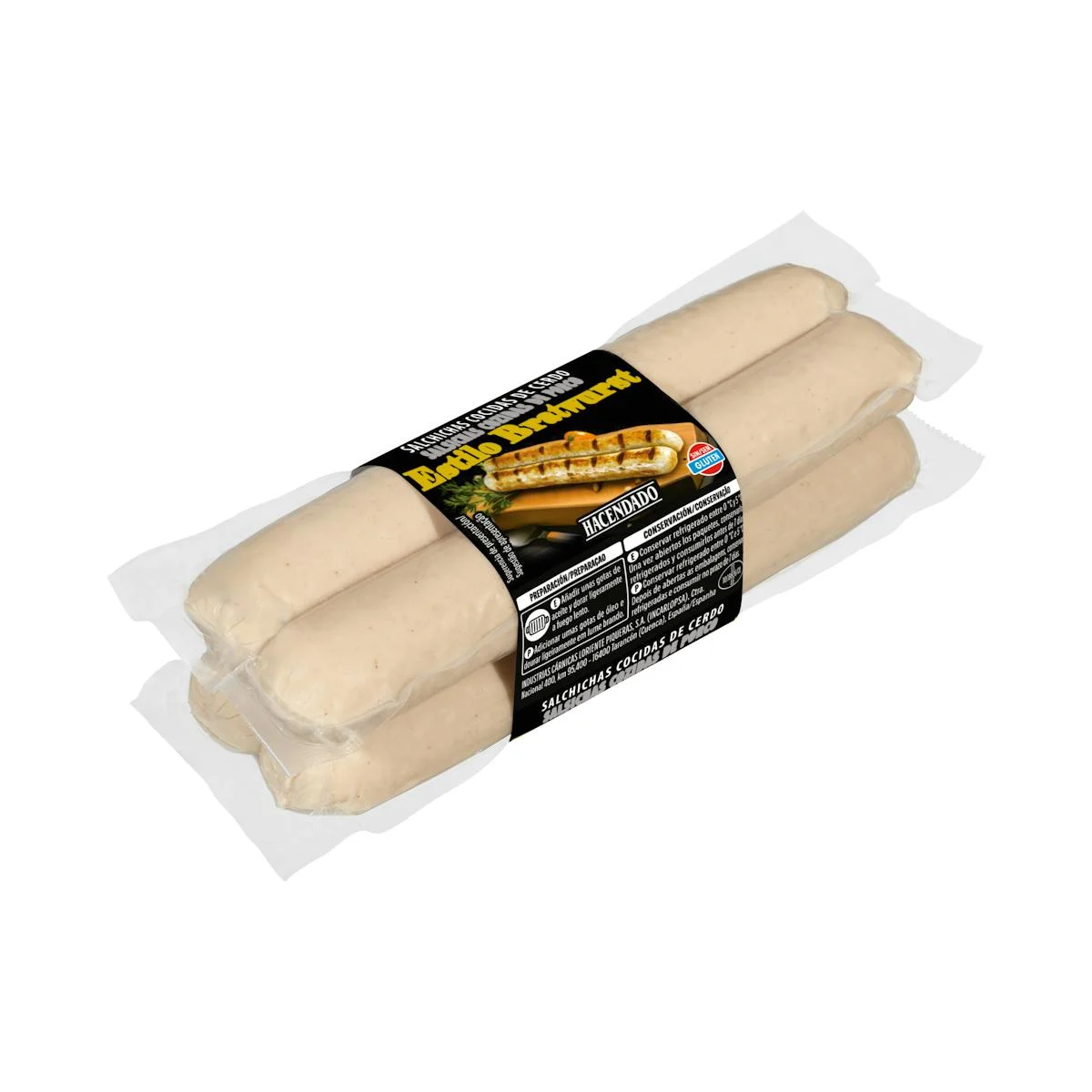 Cooked Bratwurst style pork sausages Hacendado
