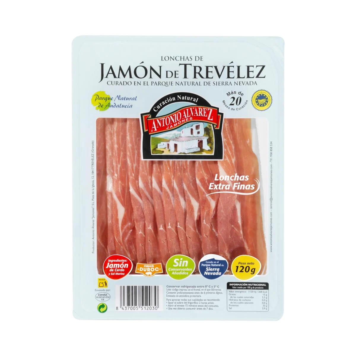 Extra fine cured Trevelez ham slices Antonio Alvarez