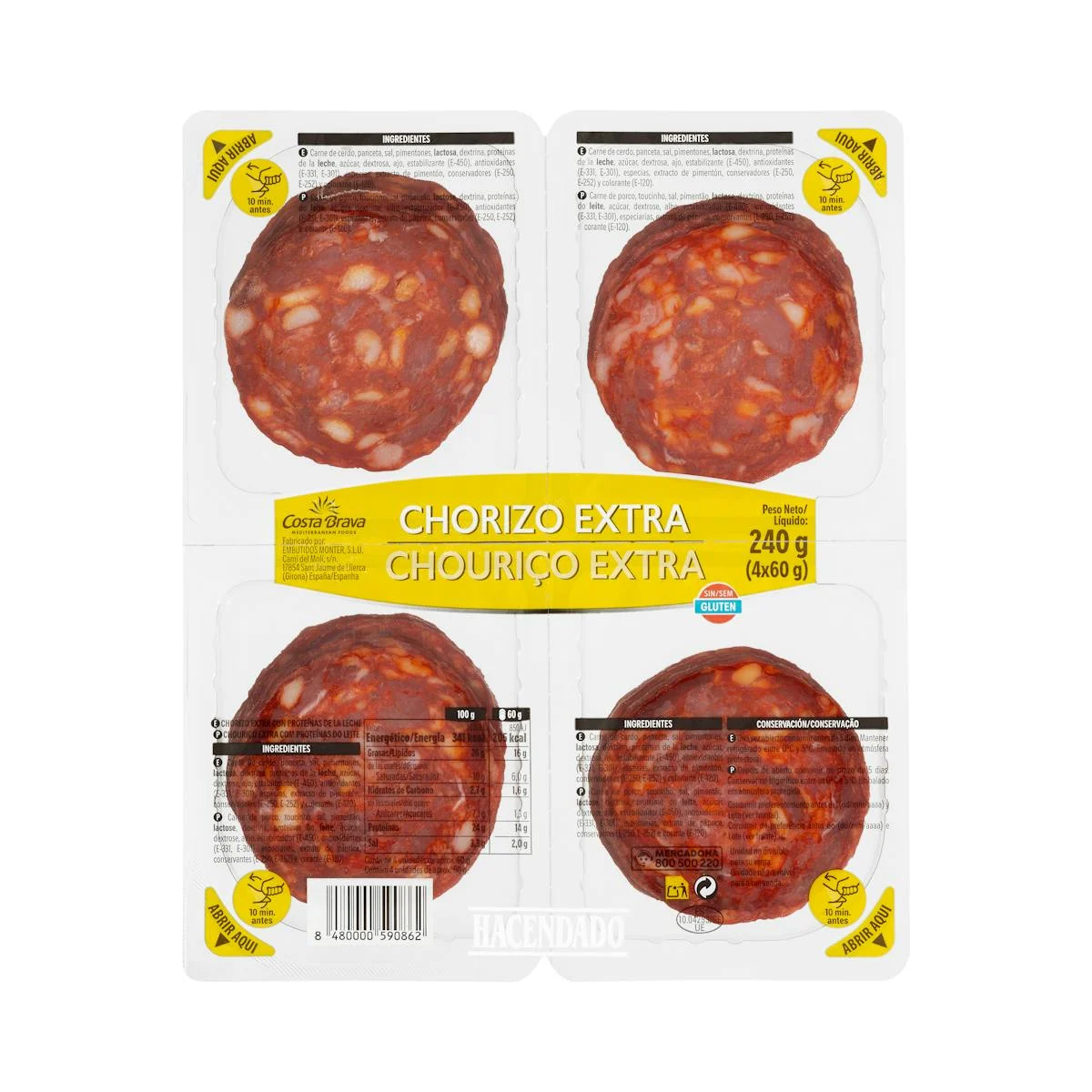 Chorizo extra Hacendado en tranches