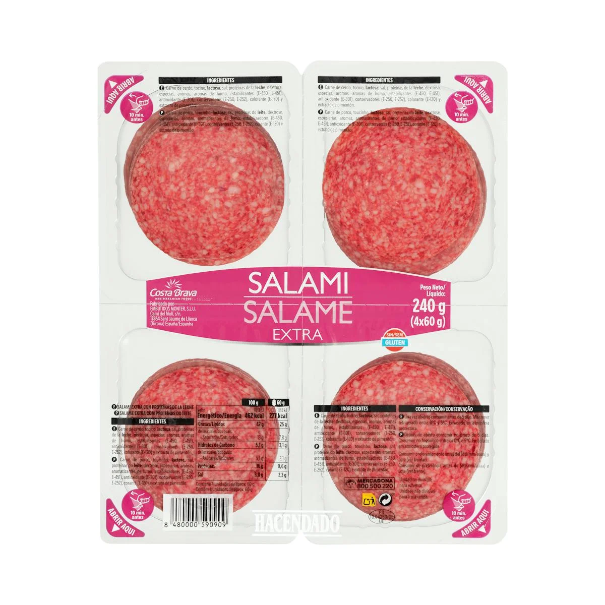 Salami extra Hacendado en tranches