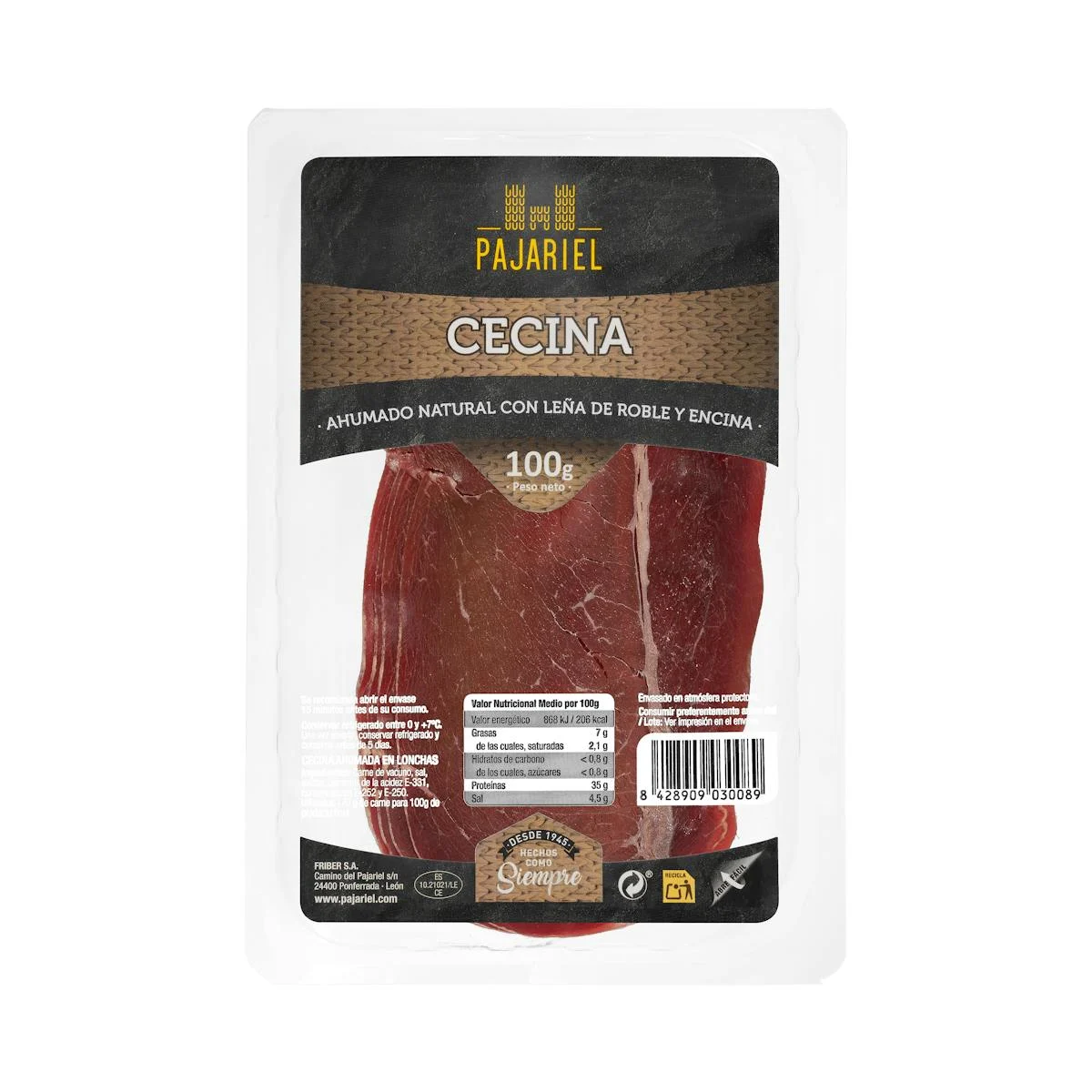 Natürlich geräucherte Cecina Embutidos Pajariel, Scheiben