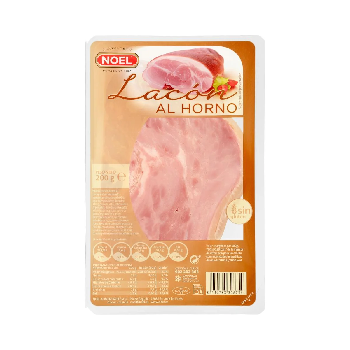 Lacon cuit au four en tranches Noel