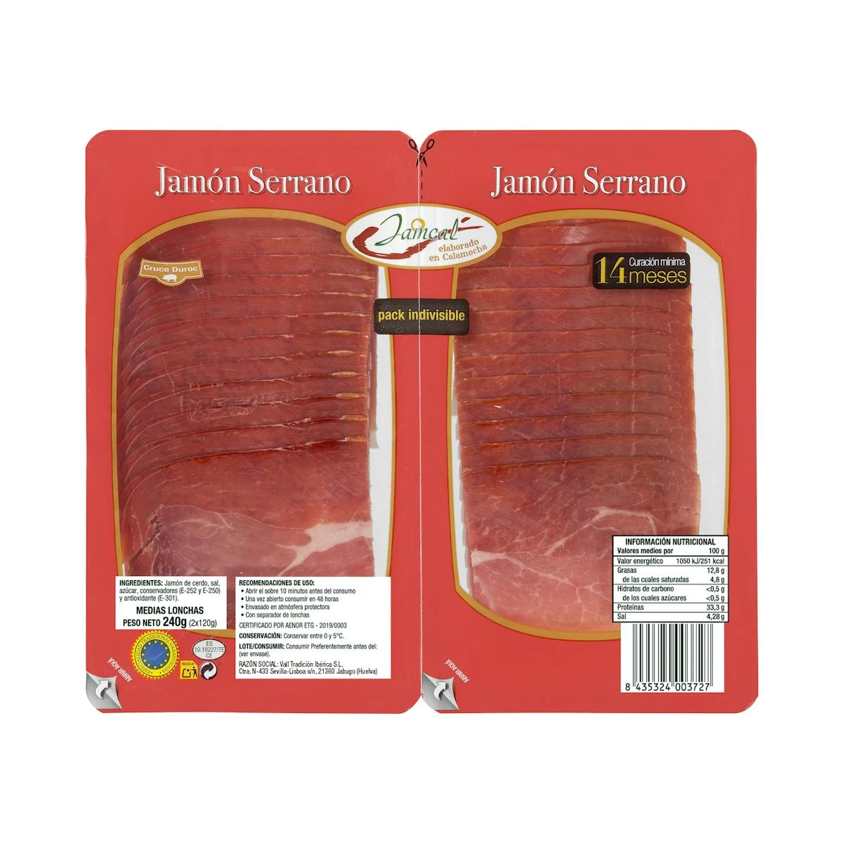 Серрано хам Jamcal, половинки скибок