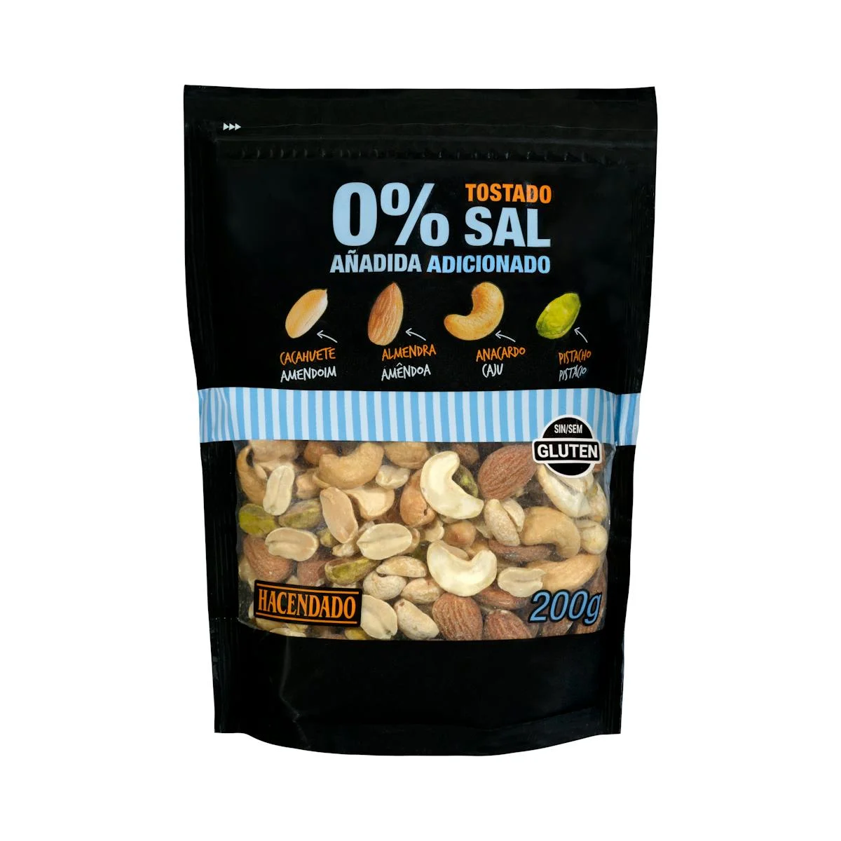 Roasted nuts cocktail mix, 0% added salt Hacendado