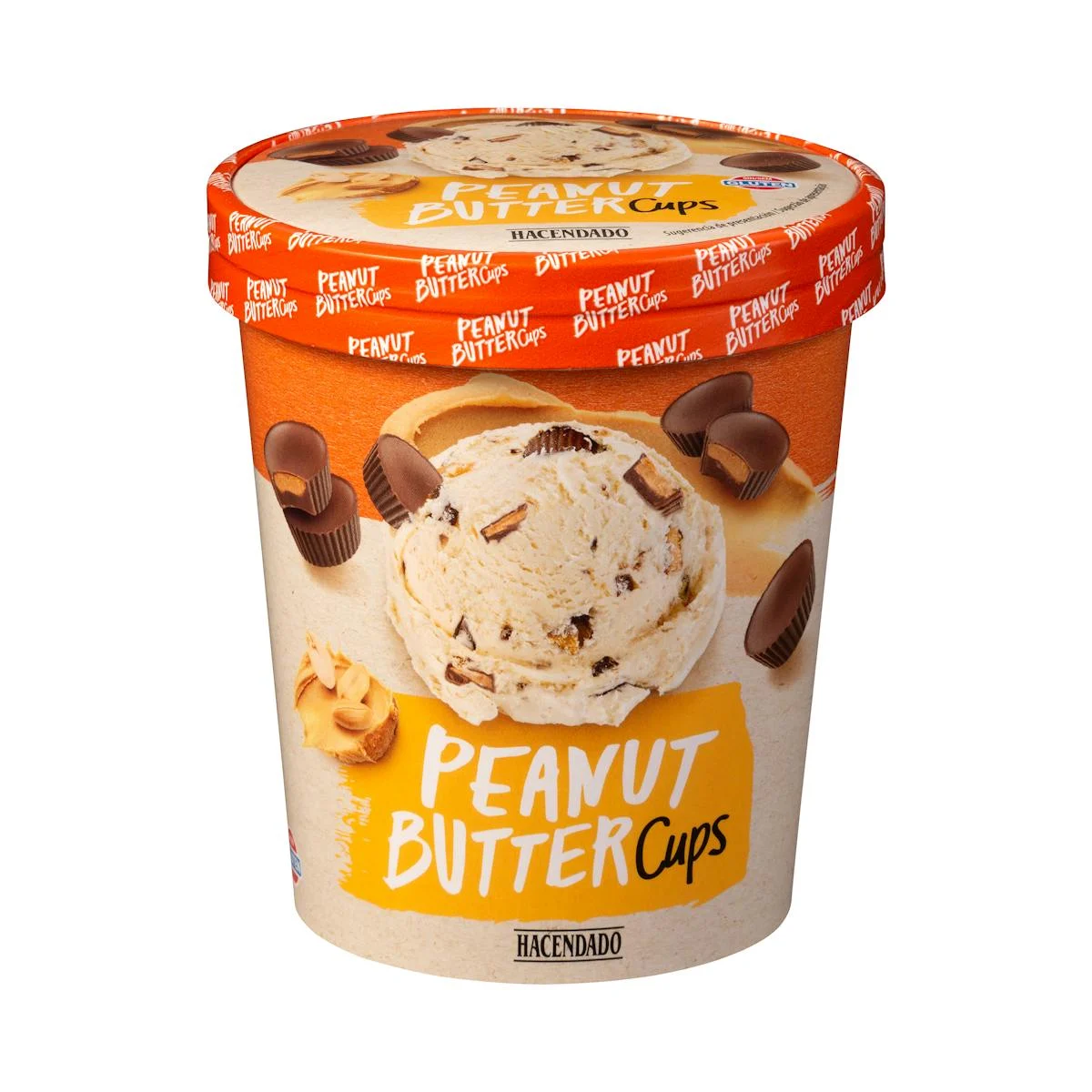 Peanut butter cups ice cream with tartlet pieces Hacendado