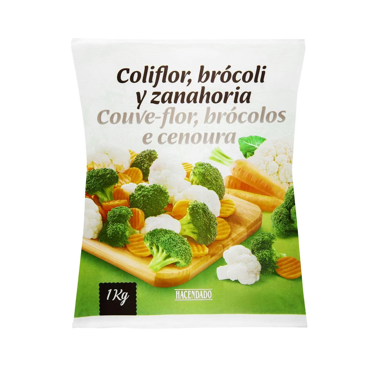 Deep-frozen cauliflower, broccoli and carrots Hacendado
